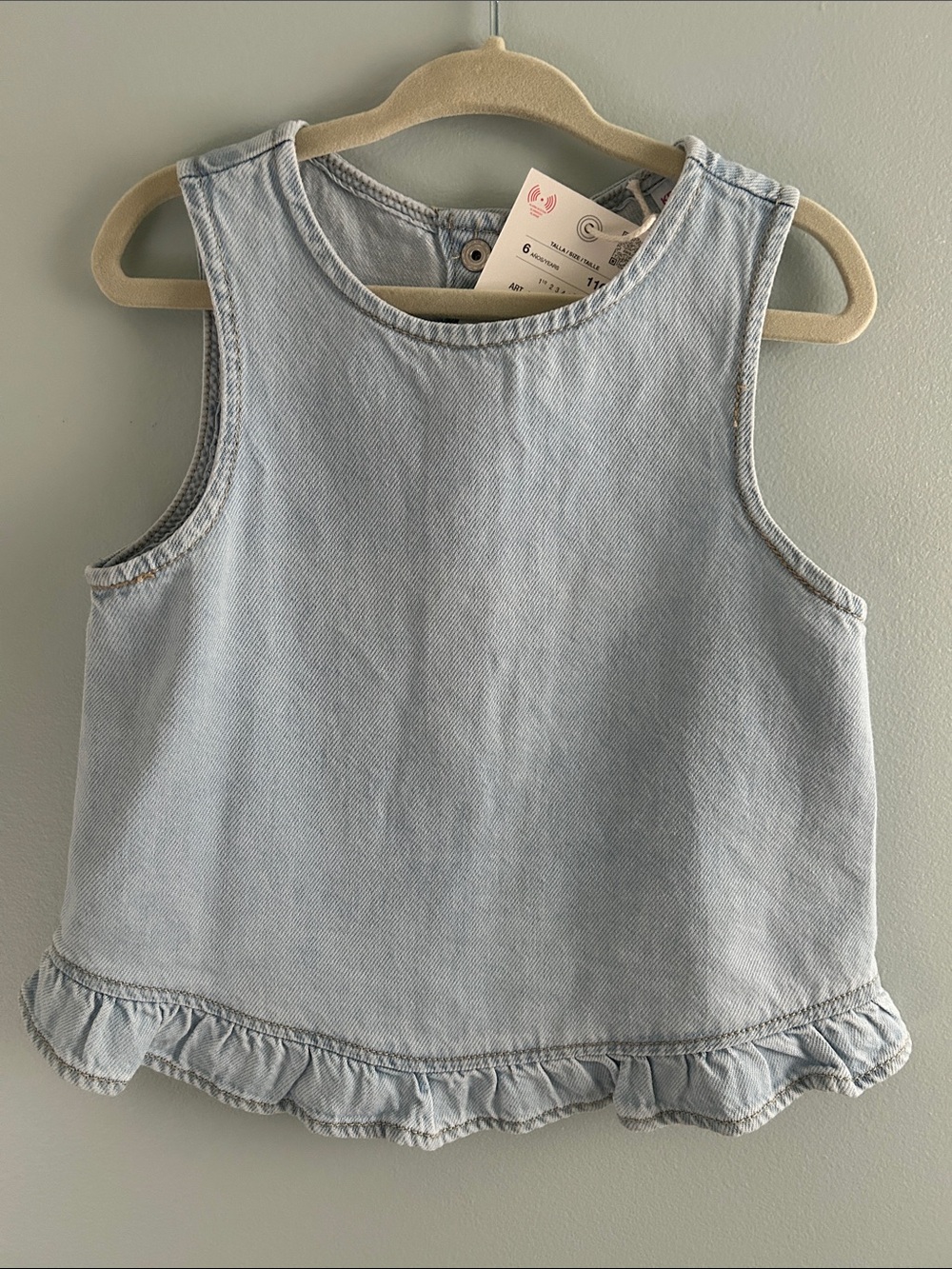 Zara Ruffled Denim Top NWT